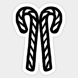 Two Christmas Candy Canes Outline Sticker